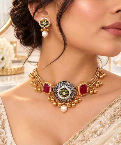 Meenakari Antique Choker Set