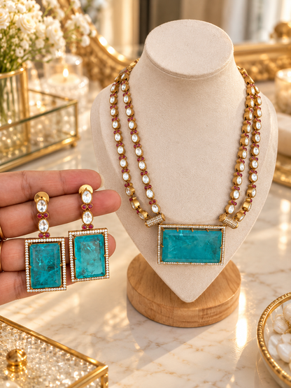 Turquoise Pendant Necklace Set