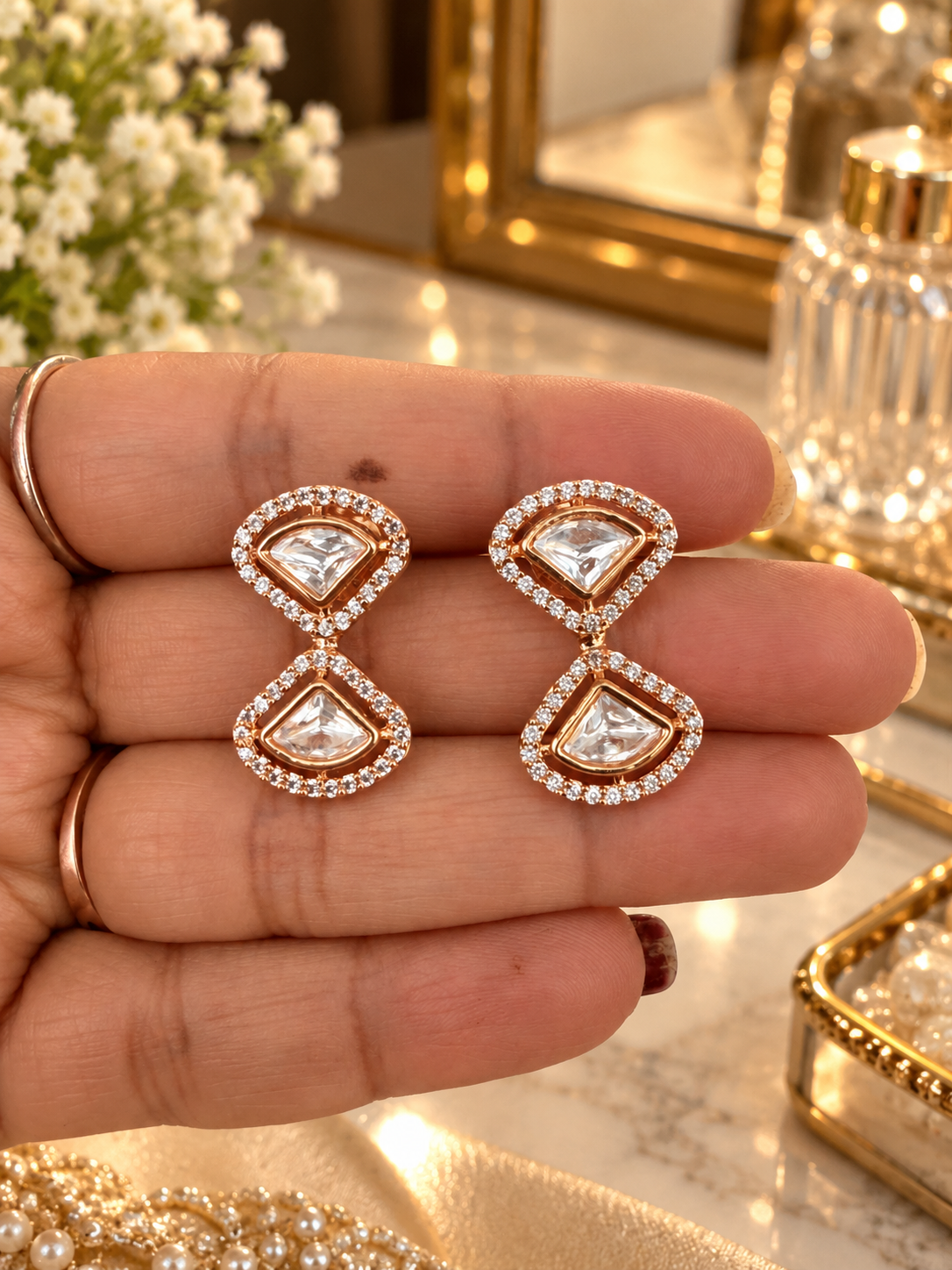 Kundan Style Chain Necklace Set