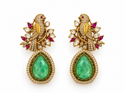 Green Stone Bird Necklace Set