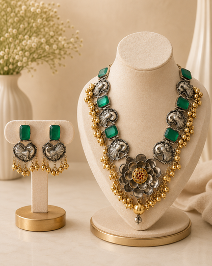 Peacock Floral Necklace Set