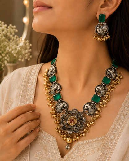 Peacock Floral Necklace Set