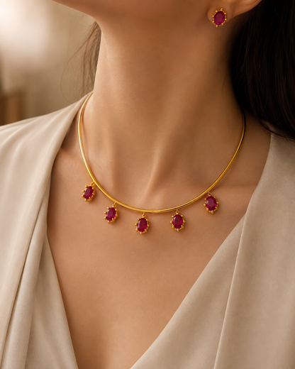 Ruby Drop Collar Set