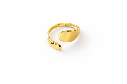 Gold Plated Dual Disc Adjustable Ring for Women | Minimal Open Statement Ring
