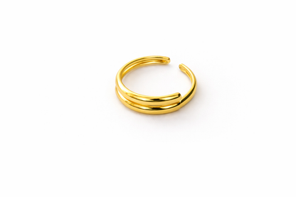 Gold Plated Double Band Adjustable Ring for Women | Minimal Smooth Open Ring
