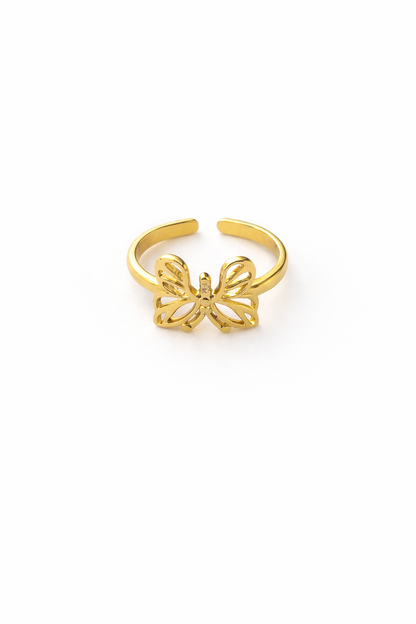 Gold Plated Butterfly Adjustable Ring for Women | Cute Open Finger Ring Jewelry