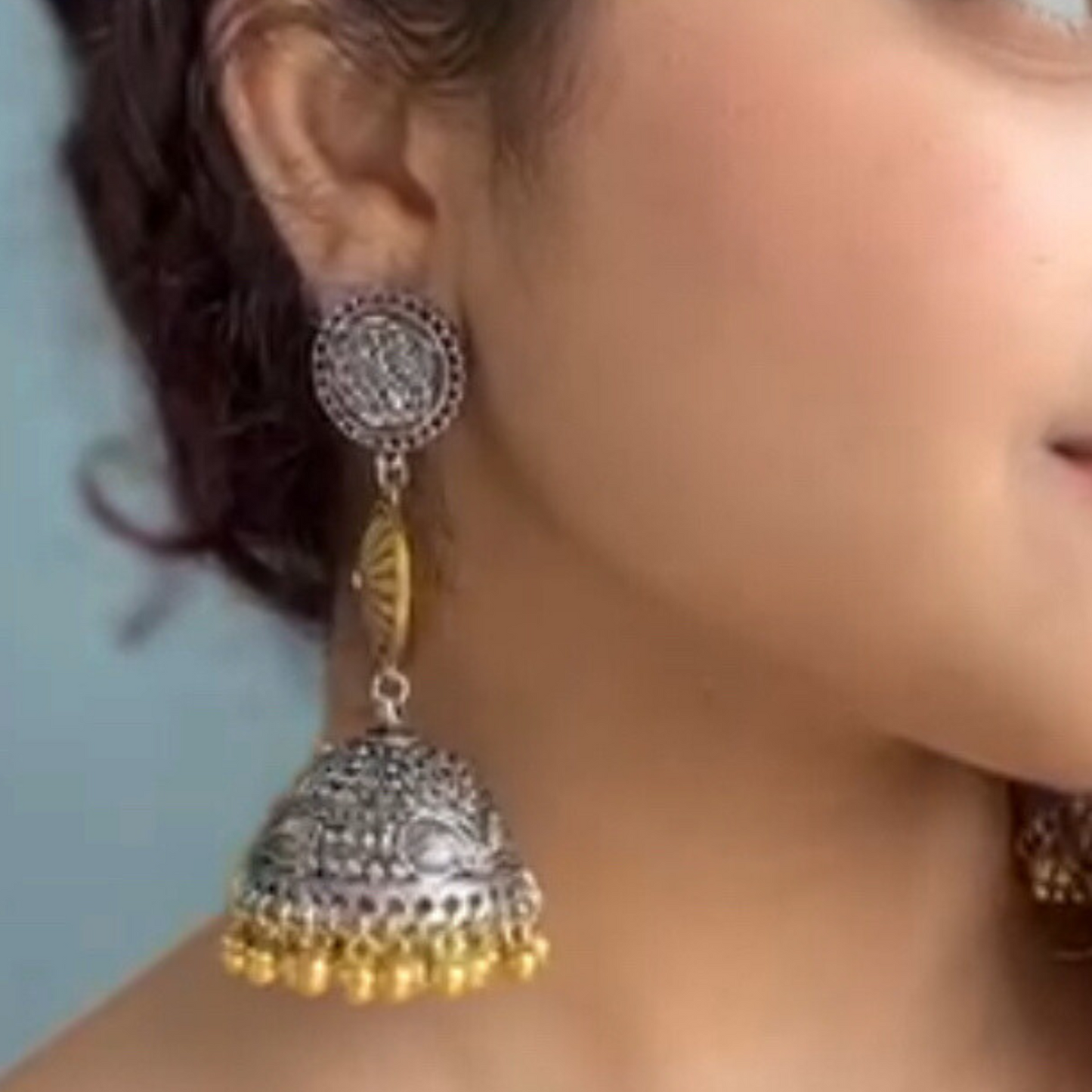 Dual Tone Oxidised Jhumkas