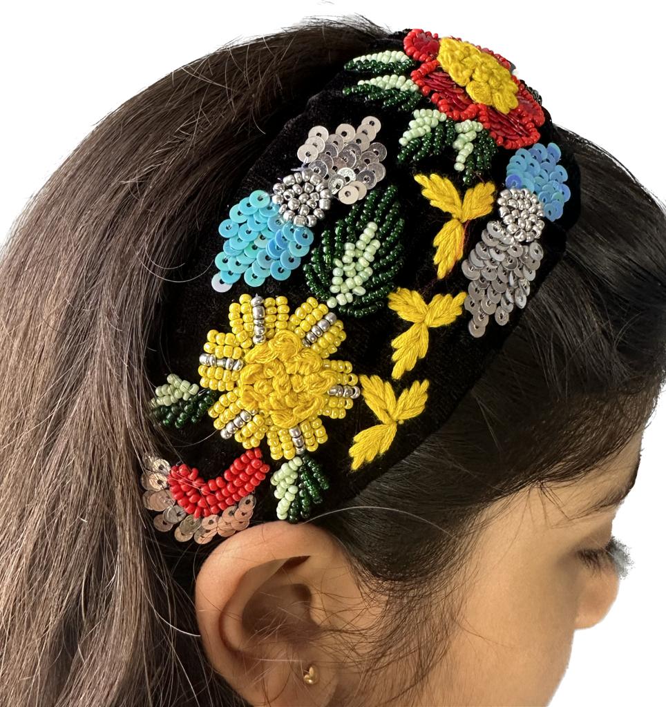 Black Red Beaded Hairband