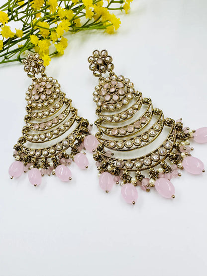 Pink Polki AD Earrings