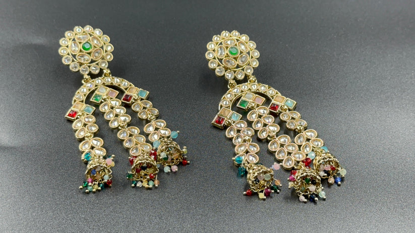 Polki Multicolor Bead Danglers
