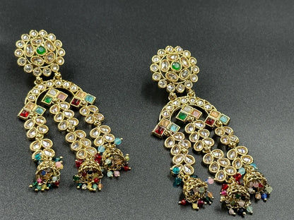 Polki Multicolor Bead Danglers