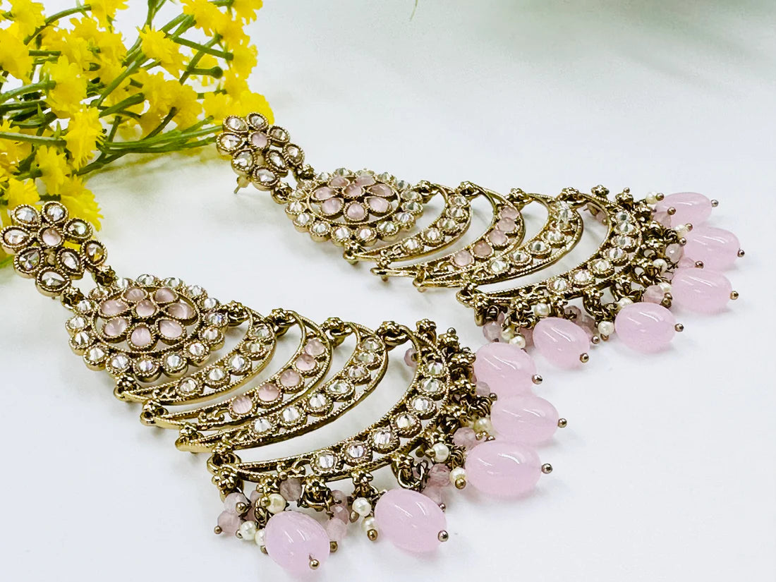 Pink Polki AD Earrings