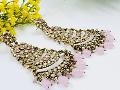 Pink Polki AD Earrings