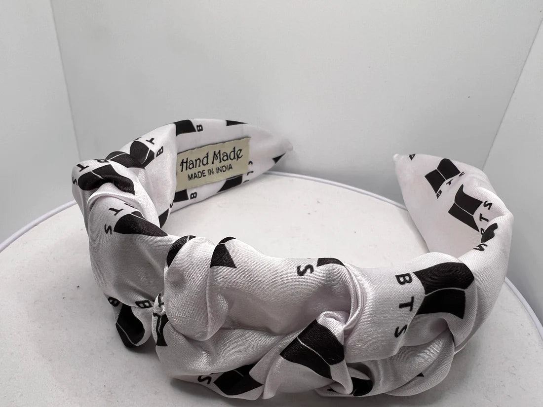 White Pleated Satin Hairband