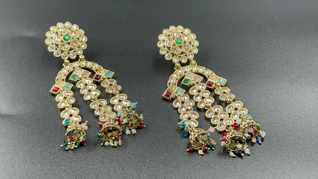 Polki Multicolor Bead Danglers