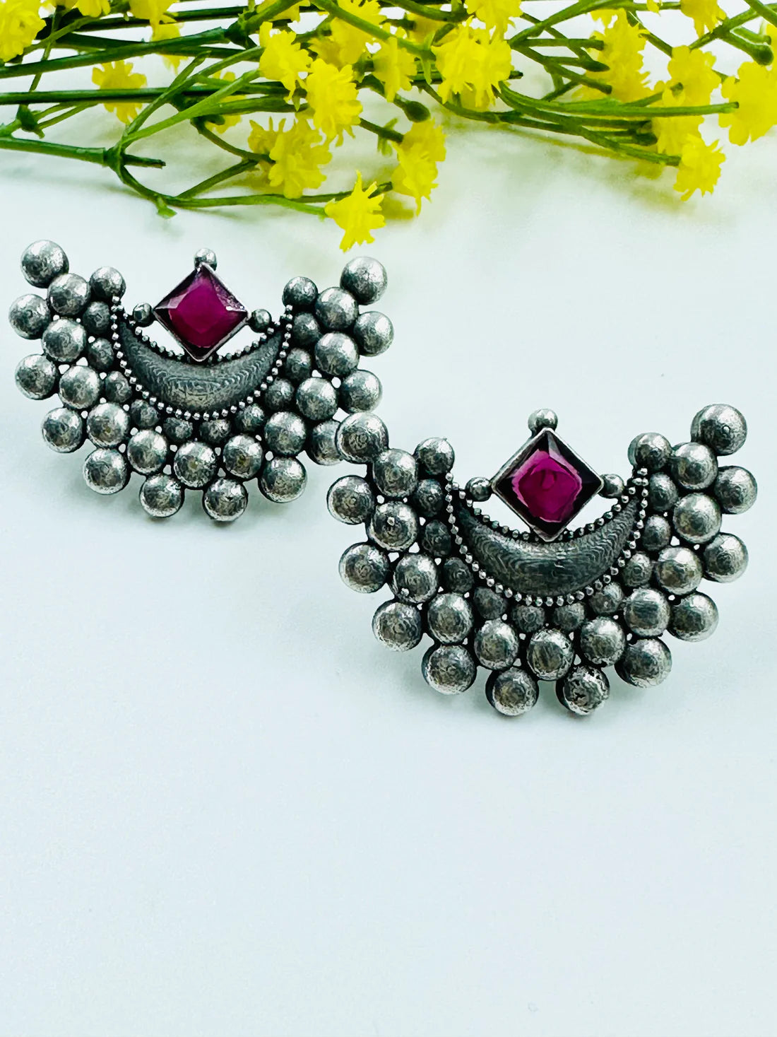 ELEGANT SILVER OXIDISED EARRINGS / TOPS
