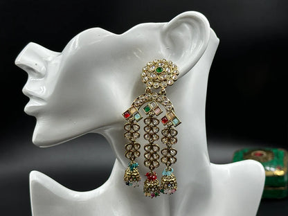 Polki Multicolor Bead Danglers