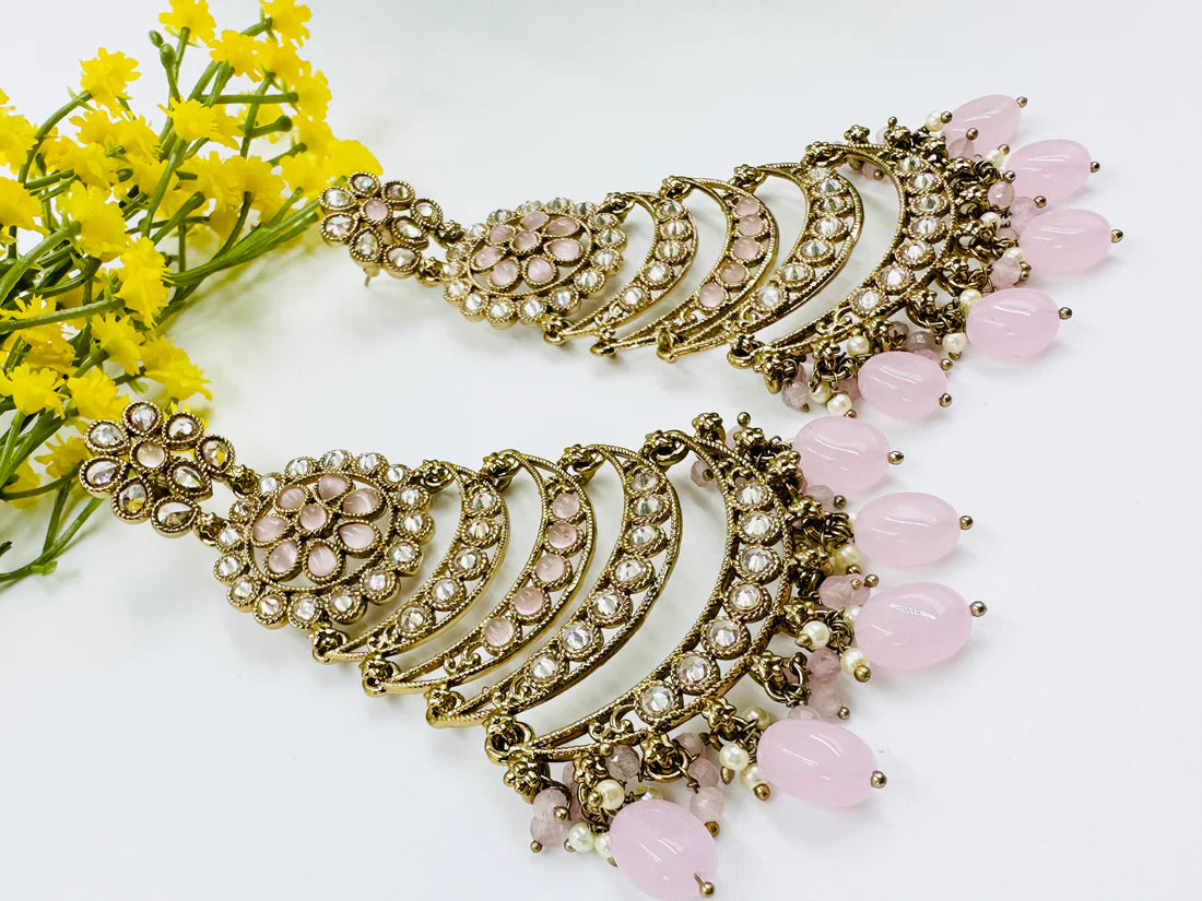 Pink Polki AD Earrings