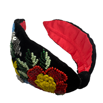 Black Red Beaded Hairband
