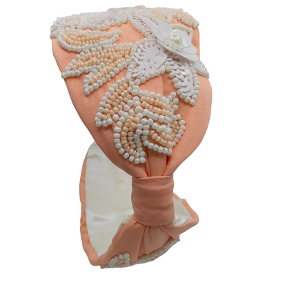 Peach White Beaded Hairband