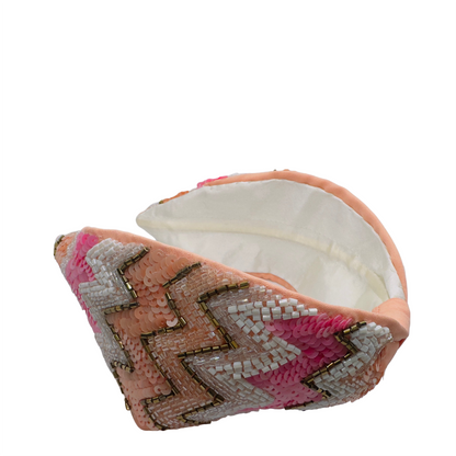 Peach Pink Beaded Hairband