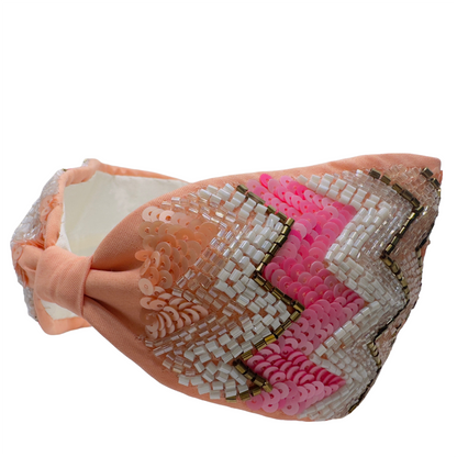Peach Pink Beaded Hairband