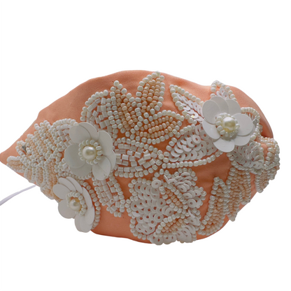 Peach White Beaded Hairband