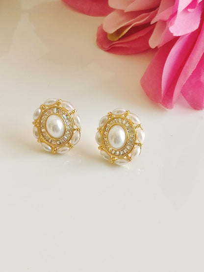 Pearl Gold Stud Earrings